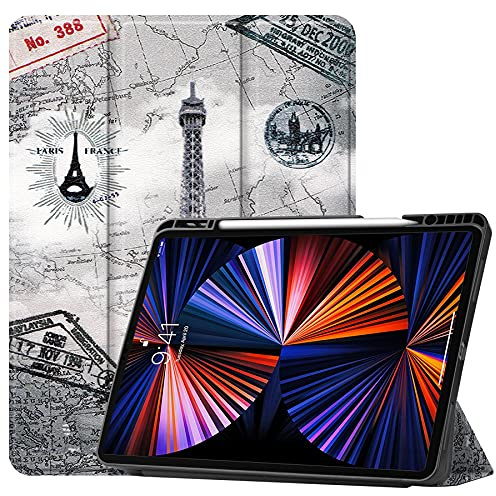 Lobwerk Schutzhülle für Apple iPad Pro 12.9 2021 5. Generation 12.9 Zoll Slim Case Etui mit Standfunktion und Auto Sleep/Wake Funktion