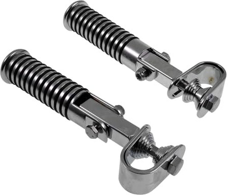 Fußrasten Set mit Klemme für Sturzbügel Chrom Schelle Custom Bikes Chopper Ablage
