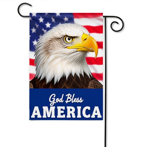 Moslion God Bless Amerika-Gartenflagge, 32,5 x 45,7 cm, Adler auf winkendem USA, amerikanische Flagge, Hofflagge, Jute, Banner, vertikal, doppelseitig, für Bauernhaus, draußen
