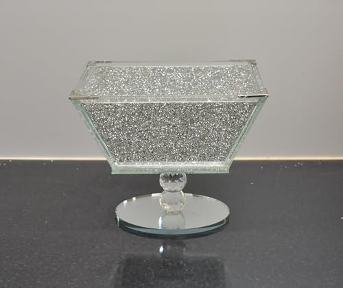 DEENZ Silver Glass Fruit Bowl Crushed Diamond Small Kitchen Storage Organizer Accessory Present Gifts for All