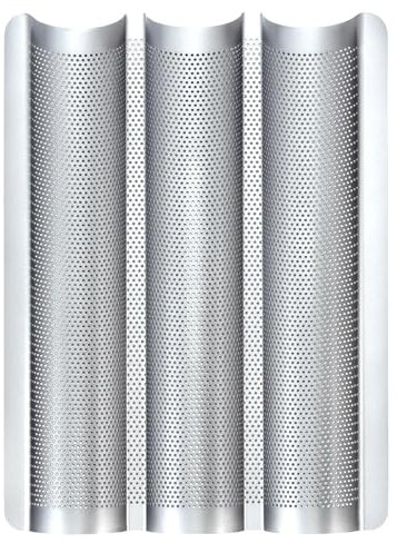 Non-Stick Baguette Pan 15 x 7.3, 2 Loaf Carbon Steel Baguette Baking Tray Perforated French & Italian Bread Pan