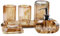 Woration Juego completo de accesorios de baño decorativos de cristal de lujo, dispensador de jabón Hande, tarro de algodón, vaso, bandeja de tocador, jabonera, soporte para bandeja de tocador, color