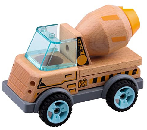 Udeas transformierbarer Betonmischer Spielzeug aus Einer hölzernen Basis, Sandkasten Spielzeug mit lehrreichem Input, Spielzeug ab 3 Jahre mit flexiblem Rotationsrad