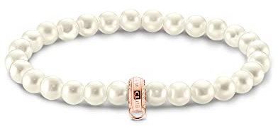 Thomas Sabo Damen Charm-Perlenarmband roségold 925 Sterlingsilber, 750 Roségold Vergoldung X0284-428-14