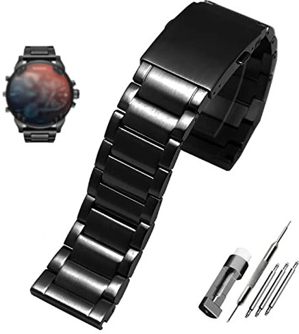 SKM Edelstahl-Uhrenarmband 22 mm 24 mm 26 mm 28 mm M?nner massives Metallarmband für Diesel DZ7333 DZ4344 Uhrenarmband (Farbe: Svart, Gr??e: 28 mm)