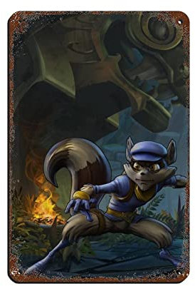 RIELLI Sly Cooper Thieves in Time Spiel 8 Retro-Poster Metall Blechschild Chic Art Retro Eisen Malerei Bar Menschen Höhle Cafe Familie Garage Poster Wanddekoration 20 x 30 cm
