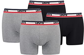 Levi's Sportswear Logo Herren Boxershorts Unterwäsche aus Bio-Baumwolle im 4er Pack, Farbe:Middle Grey Melange, Bekleidungsgröße:XL