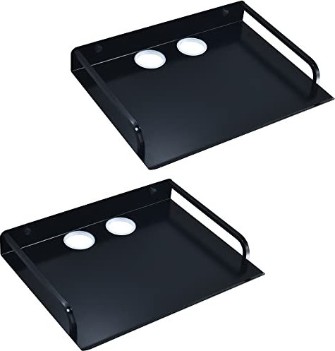HNVNER Beamer Wandhalterung, Multimedia Regal Wandregal Schwarz für TV Box, Router, Apple Tv 4k, Receiver, DVD Player, TV Zubehör, Metall Wand Ablage für AV Geräte (2PCS)