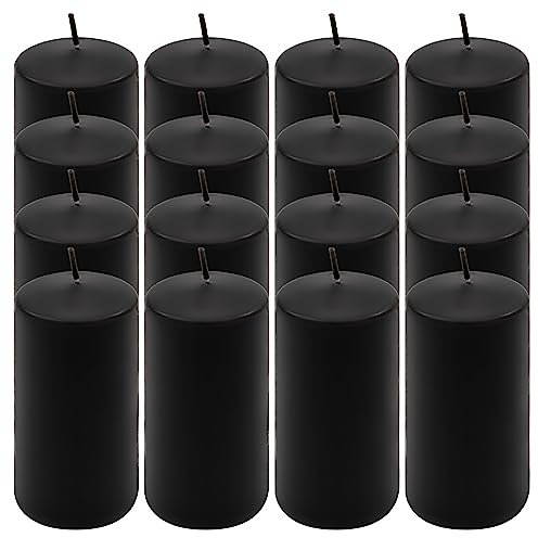 Stumpenkerze schwarz Höhe 10 cm Ø 5 cm lange Brenndauer Rund-Kerze Säulenkerzen Kerzen-Deko Tafelkerzen Weihnachts-Kerzen Hochzeit (16)