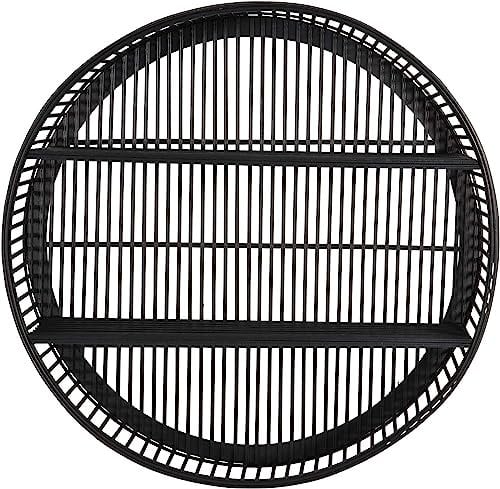 habeig 60 cm rundes Bambus Wandregal Regal Bücherregal Outdoor Gartenregal Blumenregal (Schwarz)