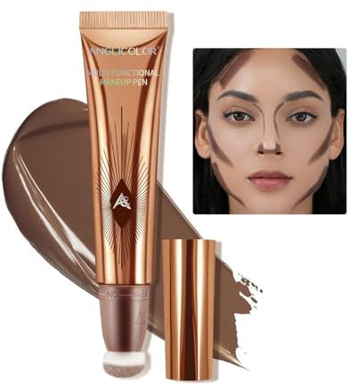 Anglicolor Contour Flüssig Beauty Wand, Liquid Bronze Stick für Gesicht, Kontur Contouring Stick mit Applicator, Lightweight Blendable Smooth Cream Matte Finish Make-up Stick (03#Leichtes Medium)