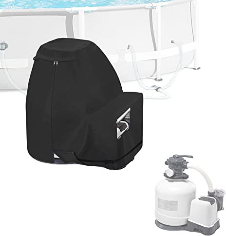 Sobana Sand Filter Pump Covers,600D Waterproof Oxford Fabric Sand Pool Filters Cover,Suitable for Most 14-16 Inch Sands Filter Pump on Market (Black)