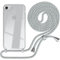 EAZY CASE - Handy Chain - kompatibel mit iPhone SE (2022/2020) / iPhone 8/7, Handykette Tasche transparent, TPU, Stylische Kette mit Hülle für Smartphone, Grau/Weiß mit Verschlüssen in Silber
