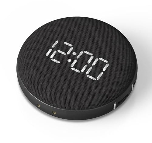 2-in-1 Unified Loud Bed Shaker & Vibrating Alarm Clock for Hearing Impaired/Heavy Sleepers/Teens, Wireless Magnetic Charging, Adjustable Volume, Auto Dimmer, Snooze, Battery Powered, Portable