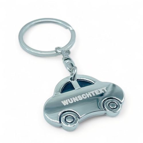 Vienberg Edelstahl Schlüsselanhänger mit Lasergravur | Wunschtext, Wunschgravur 2 Seiten | Personalisierte Geschenke | Auto-Form Car Schlüsselanhänger Individuell Name