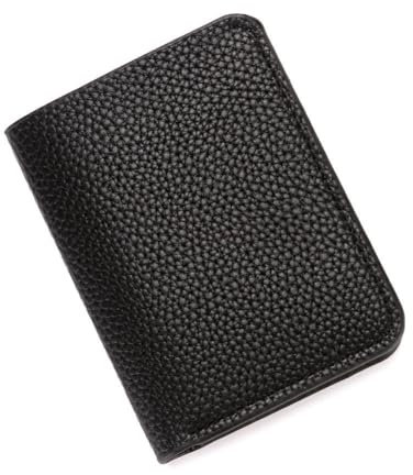 NISCAYA Men's Black Leather Bi-Fold Wallet with ID Window, RFID Protection, Coin Pocket, Money Clip, 4 Card Slots, 6 Compartments, Minimalist Design, Gifts for Men