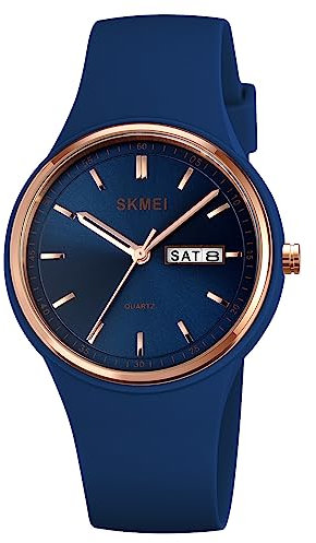findtime Armbanduhren Damen Senioren Armbanduhr Teenager Mädchen Wasserdicht Damenuhr Großes Ziffernblatt mit Kalender, Navy