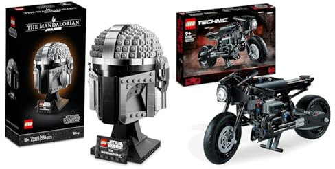 LEGO Star Wars The Mandalorian Helm Modellbausatz für Erwachsene & 42155 Technic The Batman - BATCYCLE Set
