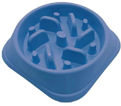 PTROUT Plastic Slow Feeder Dog Bowl, dog bowls Prevent Choking and Overeating for Medium & Small Dogs Puzzle Pet Healthy Feeding Bowls with Non-Slip Rubber Feet (Navy Blue)