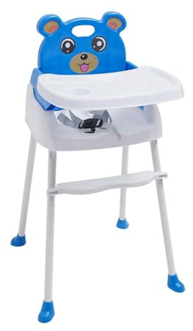 BAOCHADA Kinderhochstuhl 4 in 1 Baby Hochstuhl, Höhenverstellbar Babyhochstuhl mit Essenstablett&Fußpedal, Essstuhl Wasserdicht Babystuhl Kinderstuhl Kombihochstuhl Hocker, bis 15KG, Blau