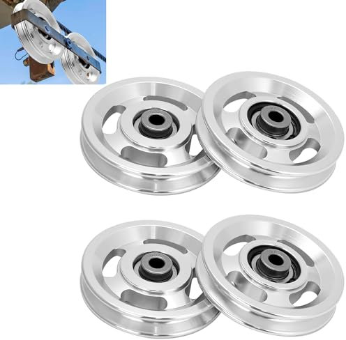 TOOSOAR 4 Stück Seilrolle,88mm umlenkrollen, Aluminiumlegierung,für Drahtseilrolle Garagentor Fitness Zubehör