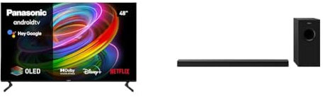 Panasonic TX-48MZ700B, 48 Inch 4K Ultra HD OLED Smart 2023 TV with SC-HTB600EBK Home Theatre Soundbar with Bluetooth and Dolby Atmos