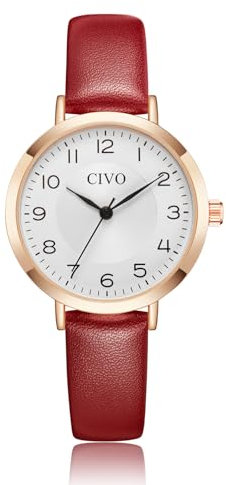 CIVO Damenuhr Wasserdicht Einfach Quarz: Leder Armbanduhr Mode Kleid Elegant Minimalistisch