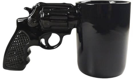 Revolver Kaffeebecher - Pistolen-Tasse in Schwarz
