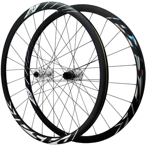Radsatz 700C Steckachse Rennrad Laufradsatz Scheibenbremse 8 9 10 11 12 Gang Kassettenlagernaben 24H 30MM Felgen Aluminiumlegierung,Silber