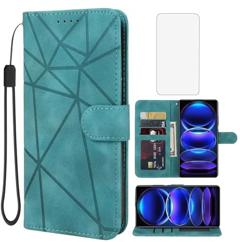 Wanyuexes Funda para Redmi Note 12 Pro Plus 5G/Redmi Note 12 Explorer Cristal Templado Protector, Carcasa Billetera de Cuero PU, Ranura para Tarjeta para Xiaomi Redmi Note 12 Pro+ 5G Verde