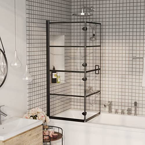 ShGaxin Faltbare Duschkabine ESG, Duschabtrennung, Schiebetür Dusche, Duschwanddichtung, Duschkabinen Ersatzteile, Dusche Eckeinstieg, 120x140 cm Schwarz