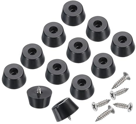 sourcing map 24pcs Rubber Feet Bumpers Buffer Non-Slip Rubber Feet Pad with 5mm Screws for Cutting Board, Cutting Board Feet Non-Slip, Cutting Board Rubber Feet (Black, 0.5H x 1D)