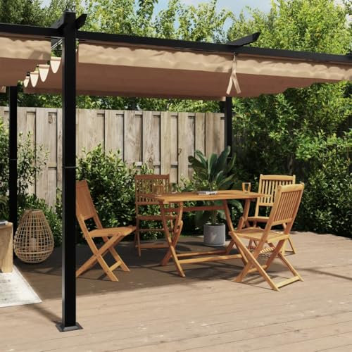 Brokky Gazebo da Giardino con Tetto Retrattile Tortora 3x6 m Alluminio-Gazebo Pergola Con Telo Impermeabile Richiudibile E Struttura Rettangolare In Acciaio Inossidabile Ad Alta Densità,Per Arredo Gia