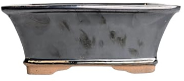 Glazed Ceramic Bonsai Pots without trays (Grey, 18cm)