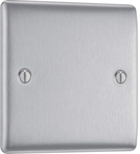 AMK® BG Blank Plate 1 Gang Metal Chrome Covers Unused Outlets Includes Mounting Screws and Moisture Protection Gasket
