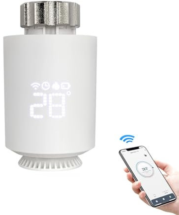 DEWIN Valvula Radiador Termostatica WiFi,Cabezal Termostático Inteligente Termostato WiFi Regulador de Temperatura Compatible con Amazon Alexa Y Google Assistant