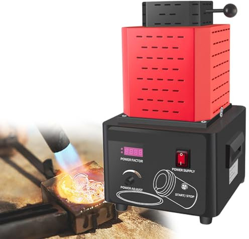 GESAIDES Horno de Fusión de Oro Eléctrico, Máquina de Horno de Fusión Digital de 1600 ℃, Kit de Fundición de Metales con Crisol de Grafito, Tiempo de Fusión de 3 a 5 Minutos