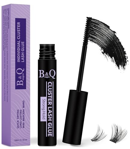 B&Q LASH Bond Lash Cluster Glue 10 ML White Long Retention Eyelash Glue for Personal DIY Eyelash Extension Waterproof Lashes Bond Mild High Adhesive Lashes Glues for Beginners (Black,10ml)