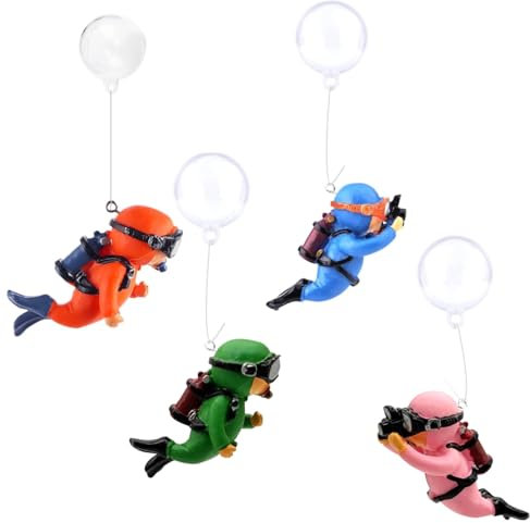 ZHjuju Aquarium Plongeur Décoration,4 pièces Décorations d'aquarium Décorations Flottantes d'Aquarium Accessoires de Paysage pour Aquarium, Convient à Tous Les Types d'Aquariums
