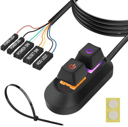 PC Power Button PC Components with LED Light Desktop Computer External Power Button Computers Switch Components & Accessories Easy Start and Reset Control,for Computer Motherboard