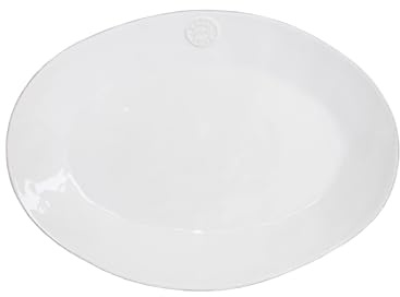 Costa Nova Ovale Servierplatte Nova: Hergestellt aus feinstem Steinzeug, Handveredelt, Temperaturbeständig, Mikrowellen-, Ofen-, Gefrier- & Spülmaschinenfest, Stapelbar, Weiß, 40 x 28,3 x 4,5 cm