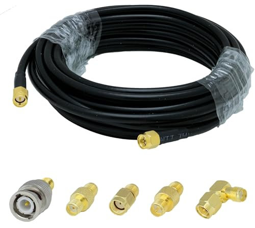 ACONRFTOL SMA Stecker zu Stecker RG58 Kabel 5M und 5 Adapter Set, SMA auf BNC/RPSMA Adapter für WiFi-Antenne, GPS Antenne, FPV-Drohne, SDR Geräte, usw.