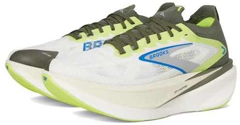 Brooks Men's Hyperion Max 3 Sneaker, Blanc/Acid Lime/Blue, 6 UK