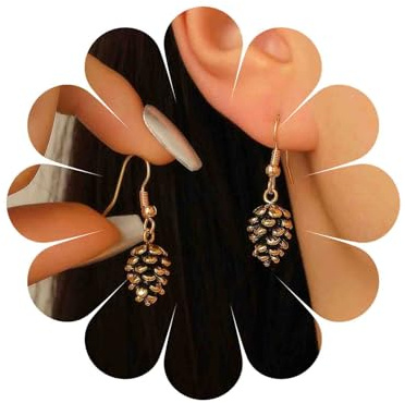 Cybche Vintage Tannenzapfen Ohrringe 3d Tannenzapfen Baumeln Tropfen Ohrringe Gold Niedlich Herbst Früchte Haken Ohrring Urlaub Schmuck Für Frauen