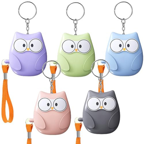 5 Stück Taschenalarm, 130dB Selbstverteidigung Schlüsselanhänger mit LED-Beleuchtung, Wiederaufladbarer Schlüsselanhänger Alarm, Persönlicher Sicherheitsalarm für Frauen Kinder Altere Menschen