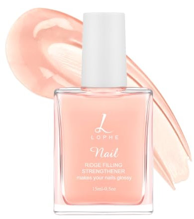LOPHE Nail Care Ridge Filling Strengthener Treatment, Nail Polish Strengthener Nail Hardening Treatment for Nails Hardener Extra Strong and Growth Damaged and Weak Nails Chip Resistant(Pink)