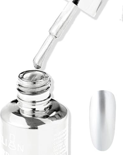 Silver Nail Polish - Chrome Metallic Nail Polish - Quick Dry Long Lasting Nail Varnish, Metal Effect Breathable No UV Needed Nail Art Polish Manicure for Women