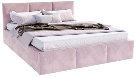 FDM Polsterbett 120x200 cm Doppelbett mit Lattenrost Bettkasten Stauraum Fresia Trinity Altrosa mit Kopfteil modern