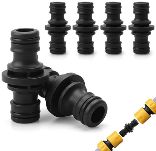 4 Stück Schlauch Kupplung 1/2 Zoll Doppelstecker Gartenschlauch Verbindungen DoppelStecker Schlauchverbinder Gartenschlauch Kupplung Zweiwege Verlängerungskupplung für Garten und Haus Schlauch(Schwarz