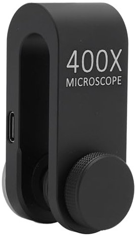 400X Phone Microscope Lens with LED Light and Clamp, HD Phone Camera Lens for i Phone,Android, 0.6mm Ultra Close Focus, Aluminum Alloy Lens for Biology,Electronics,Jewelry Making